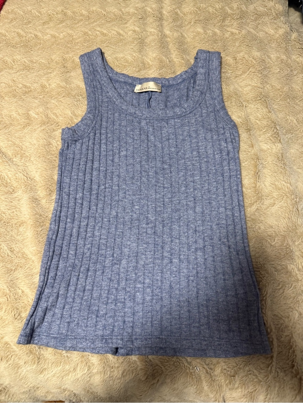 Zenana Outfitters Ribbed Tank Top - Heather Blue